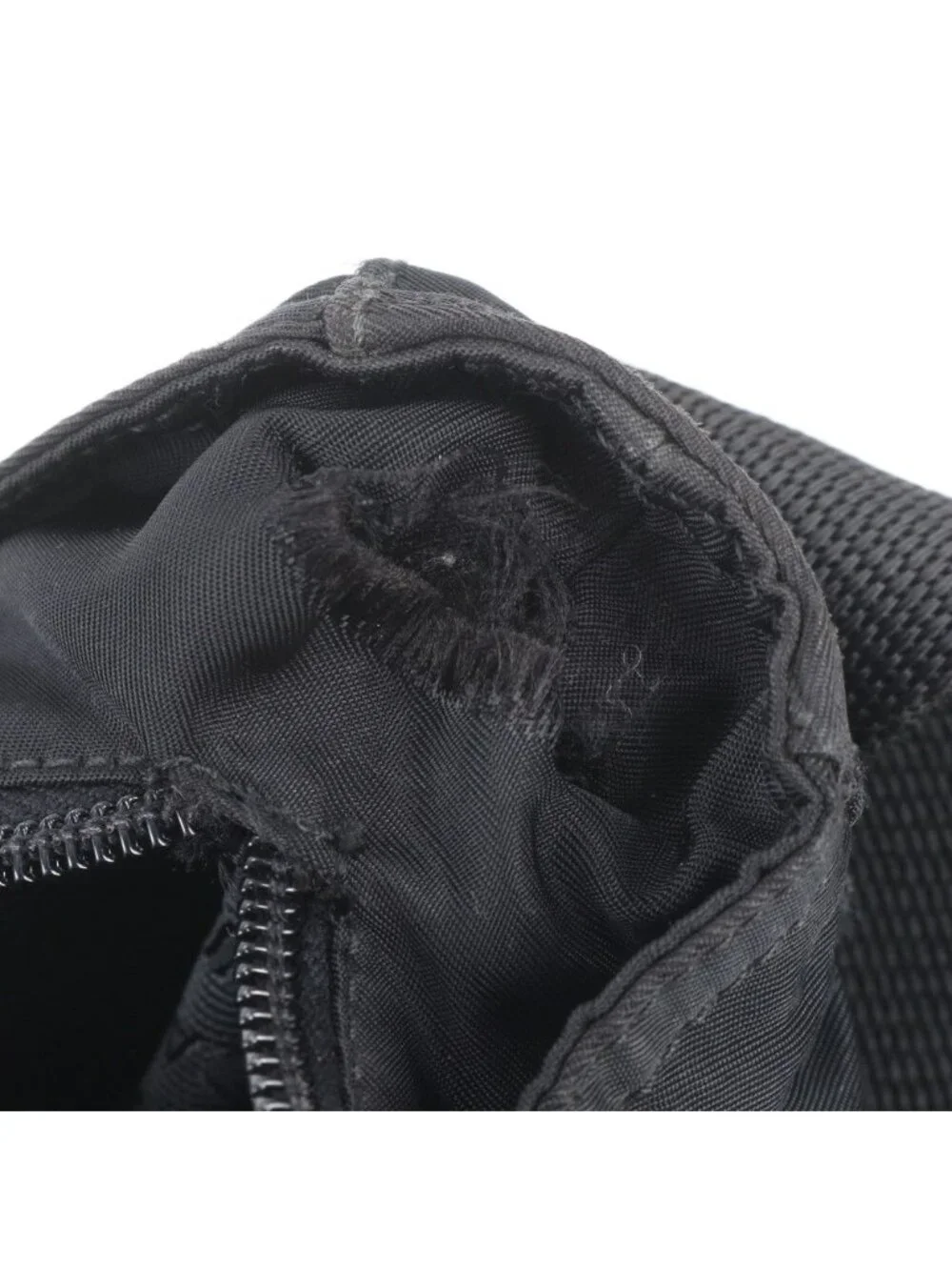 Prada Tessuto Nylon Triangle Logo Leather Shoulder Bag Crossbody Messenger Black